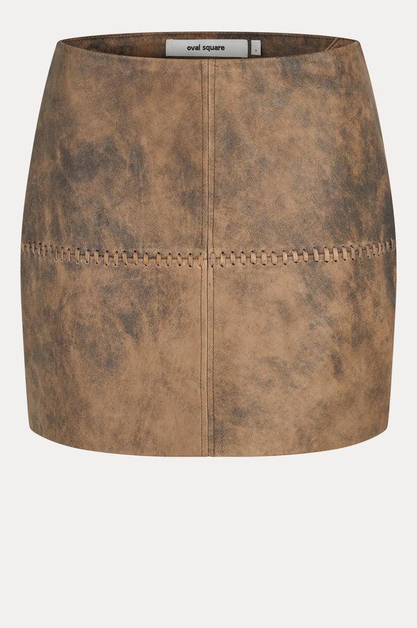 Oval Square Bee Leather Skirt