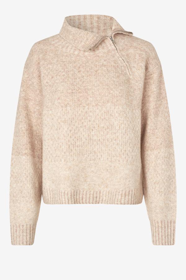 Oval Square Blur Half Zip Knit
