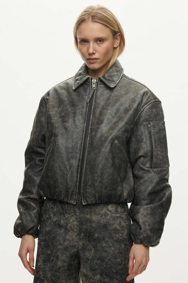 Oval Square Bold Leather Bomber