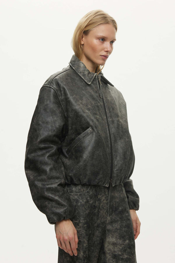 Oval Square Bold Leather Bomber