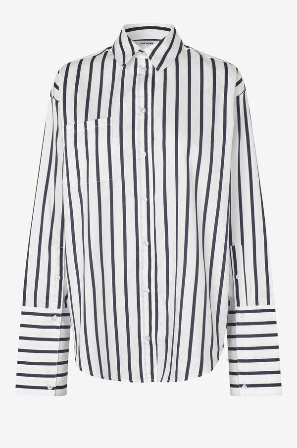 Oval Square Daily Striped Oversized Shirt