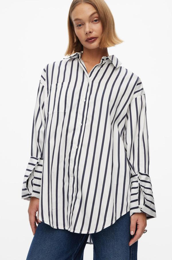 Oval Square Daily Striped Oversized Shirt