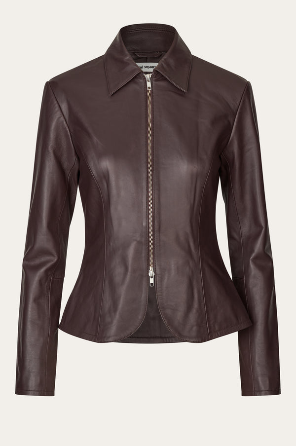 Oval Square Deep Leather Blazer