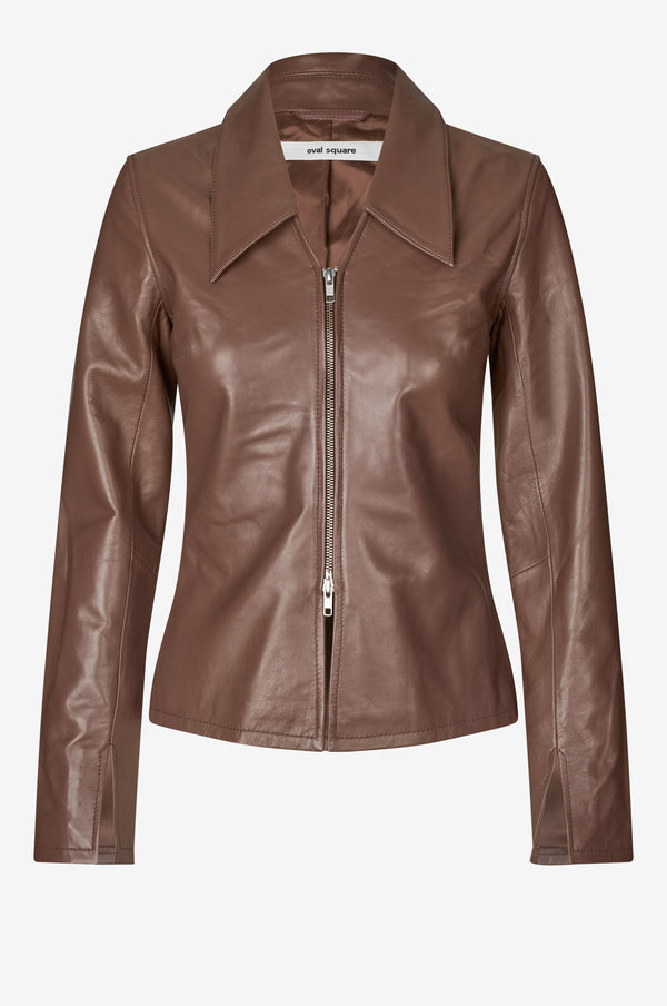 Oval Square Deep Leather Blouse