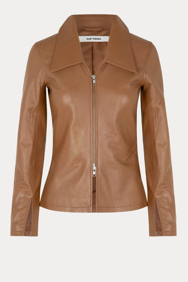 Oval Square Deep Leather Blouse