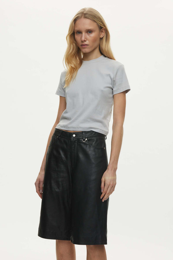 Oval Square Deep Leather Shorts