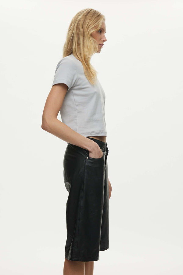 Oval Square Deep Leather Shorts