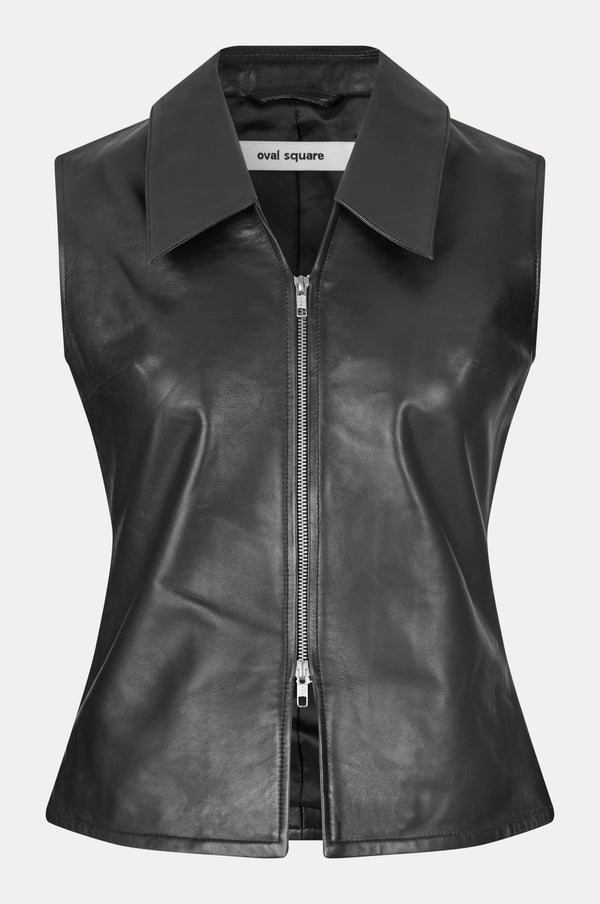 Oval Square Deep Leather Vest