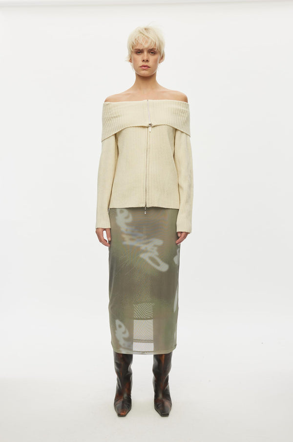 oval square Fave Zip Cardigan