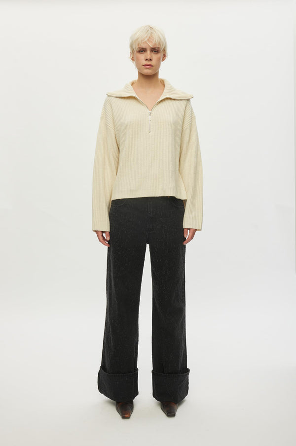 oval square Fave Zip Knit