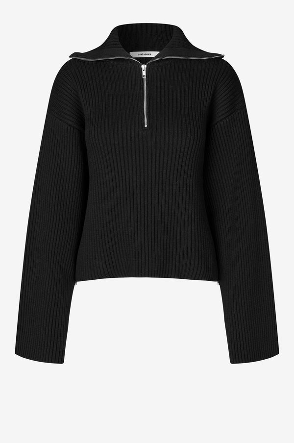 Oval Square Frost Half Zip Knit