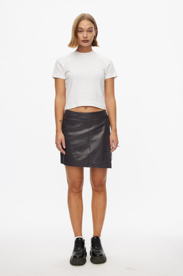 oval square Glory Leather Skirt