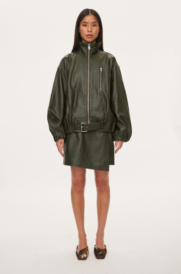 oval square Lenny Leather Jacket