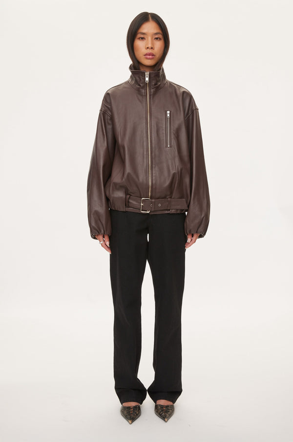 oval square Lenny Leather Jacket