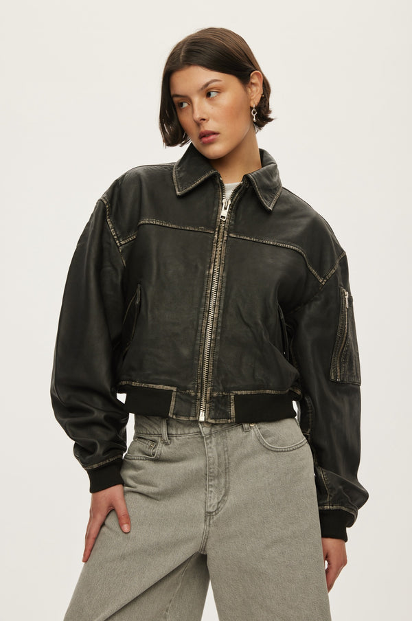 Oval Square OSRocker Leather Bomber