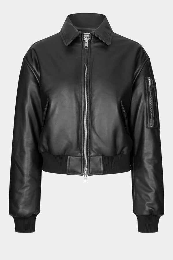 Oval Square Pad Leather Bomber