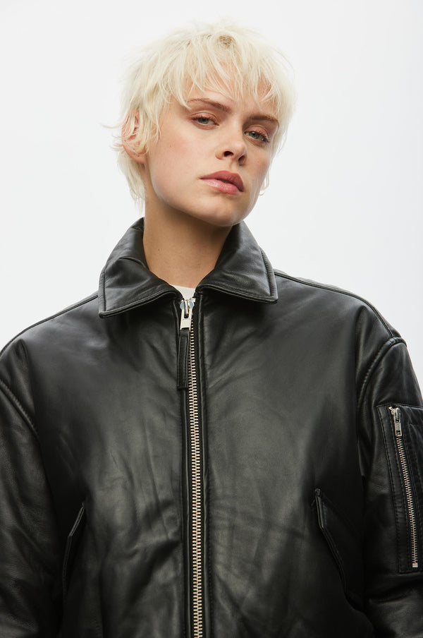 Oval Square Pad Leather Bomber
