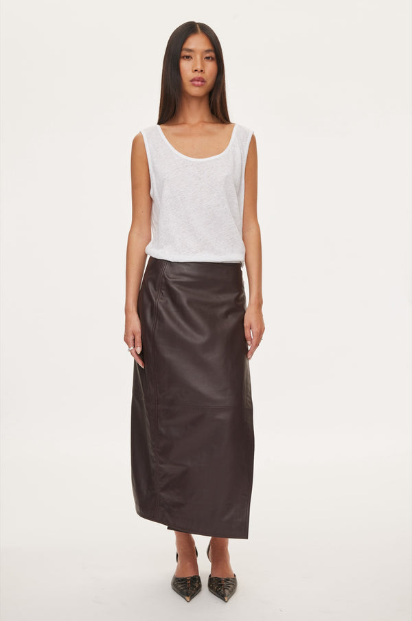oval square Reflection Leather Skirt