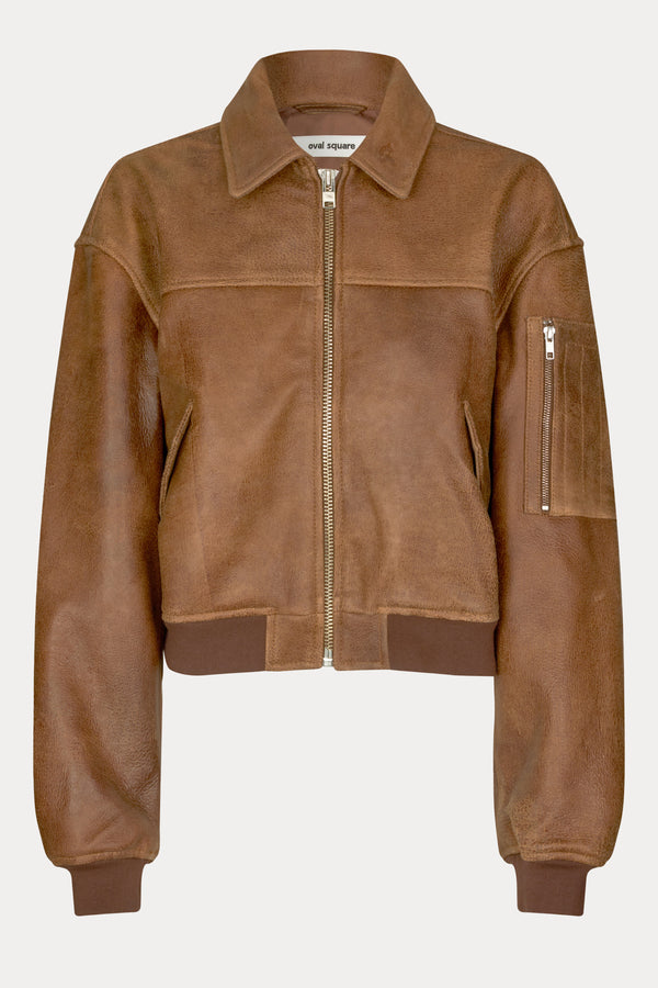 Oval Square Rocky Leather Bomber