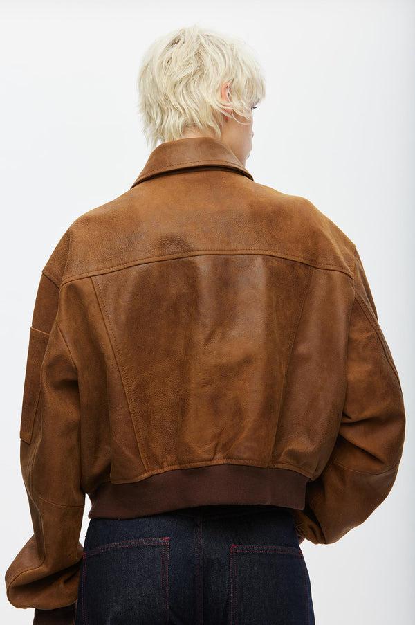 Oval Square Rocky Leather Bomber
