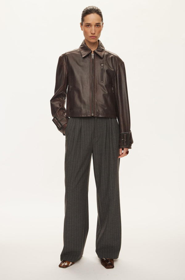 oval square Roxy Leather Jacket