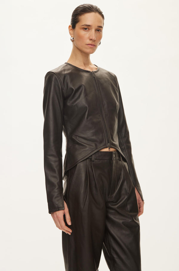 oval Square Roy Leather Blouse