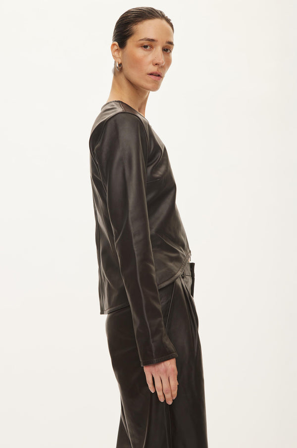 oval Square Roy Leather Blouse