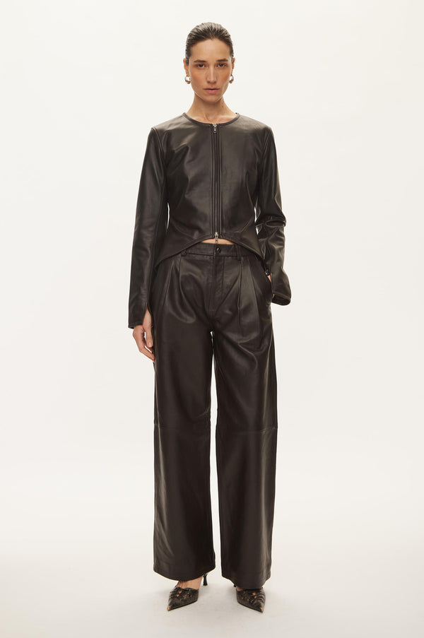 oval square Roy Leather Blouse