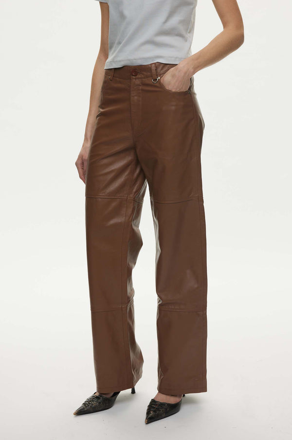 Oval Square Scoop Leather Trousers