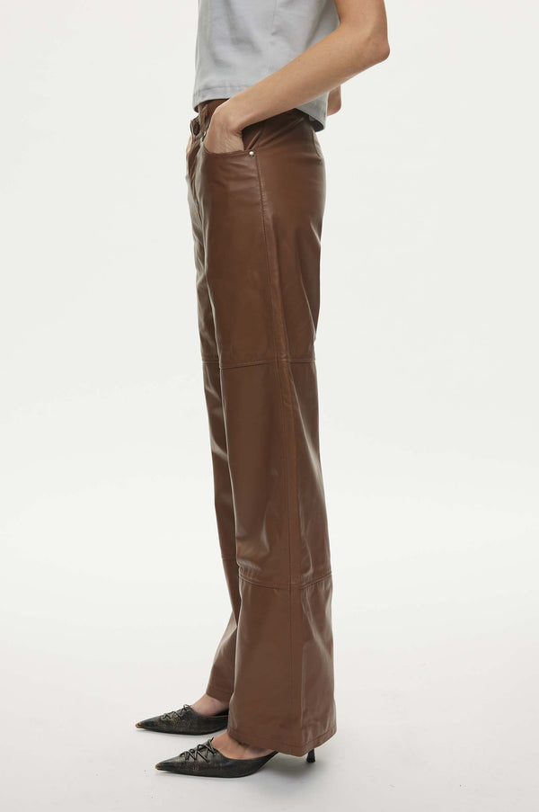Oval Square Scoop Leather Trousers