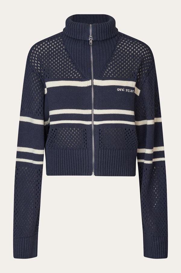 Oval Square Snow Zip Cardigan