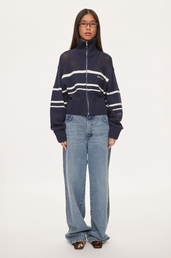 oval square Snow Zip Cardigan