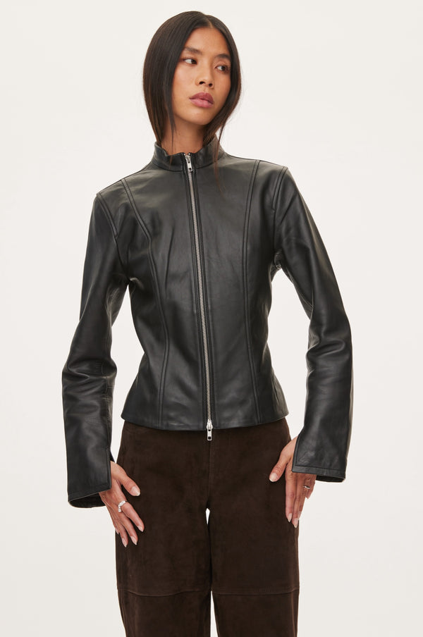 Oval Square Time Leather Blazer
