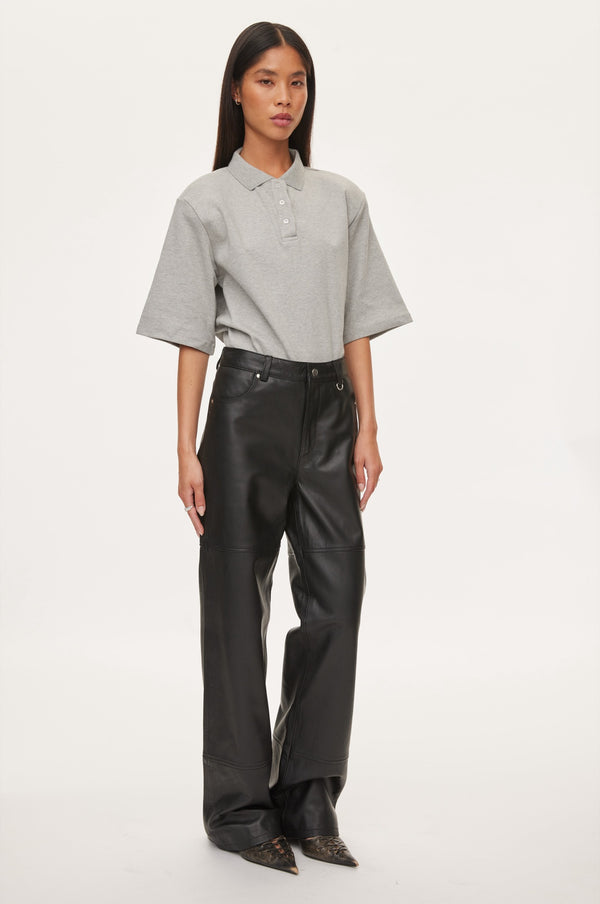 Oval Square Time Leather Trousers