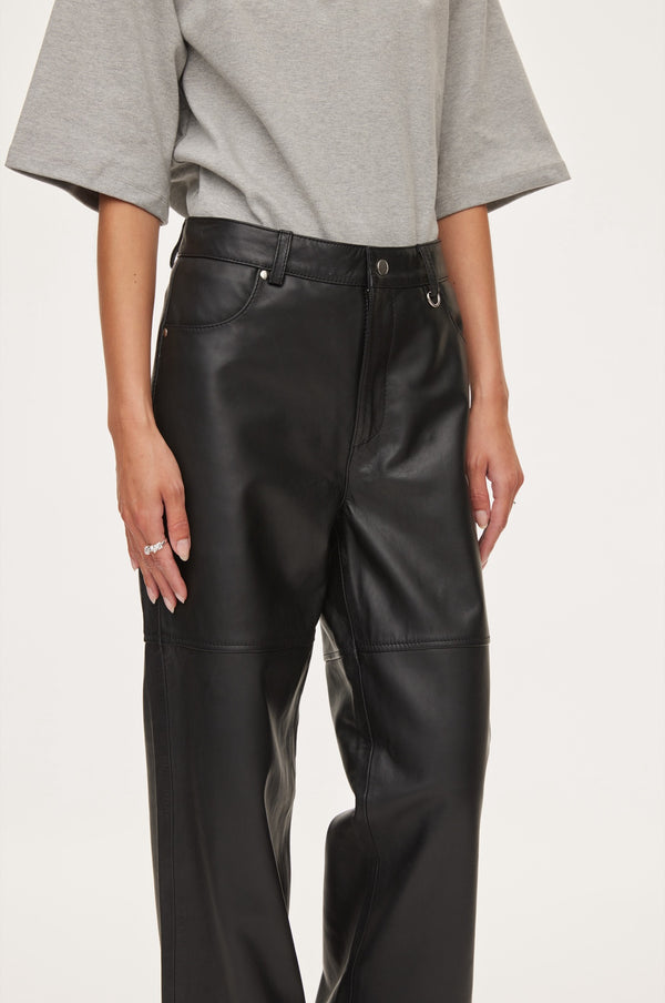 Oval Square Time Leather Trousers