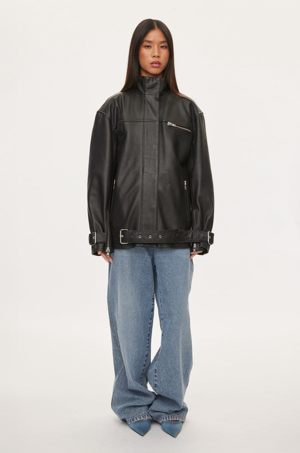 oval square Verve Leather Jacket