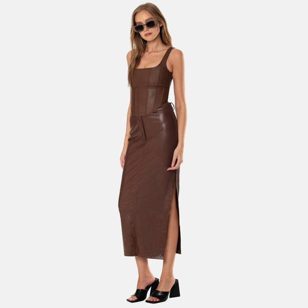 Ow Collection AMARA Faux Leather Skirt