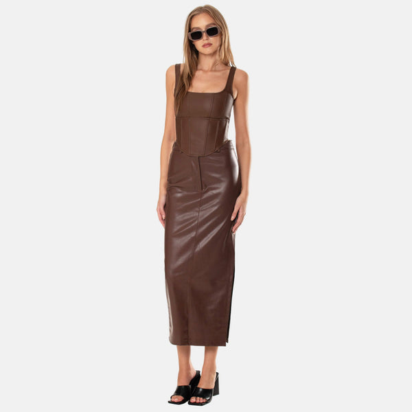 Ow Collection AMARA Faux Leather Skirt