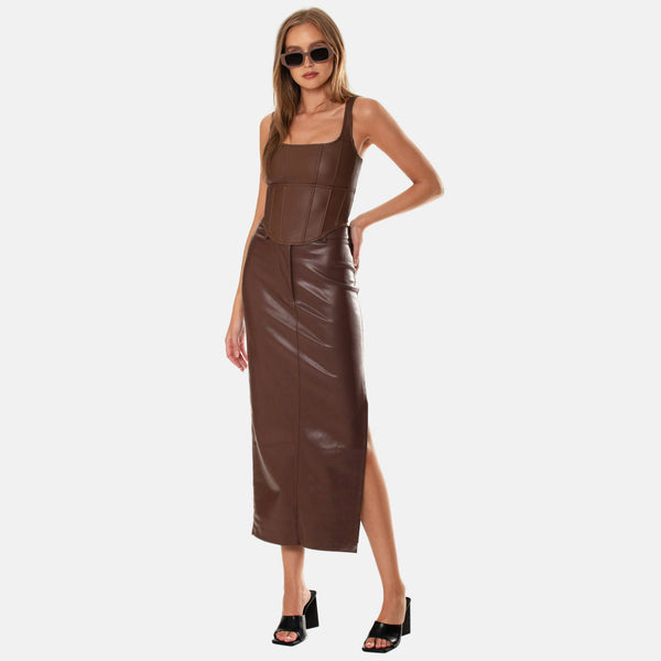 Ow Collection AMARA Faux Leather Skirt