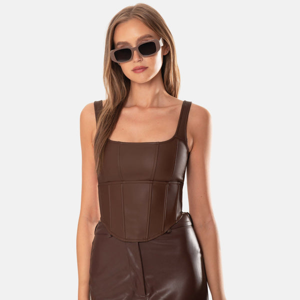Ow Collection AMARA Faux Leather Top