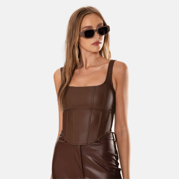 Ow Collection AMARA Faux Leather Top