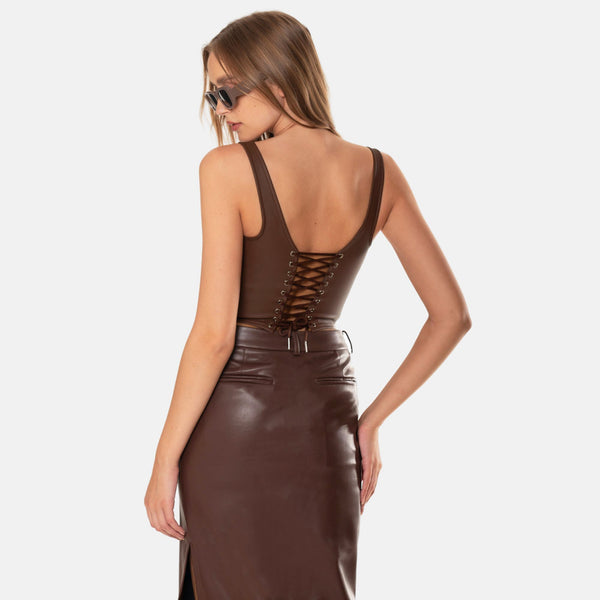 Ow Collection AMARA Faux Leather Top