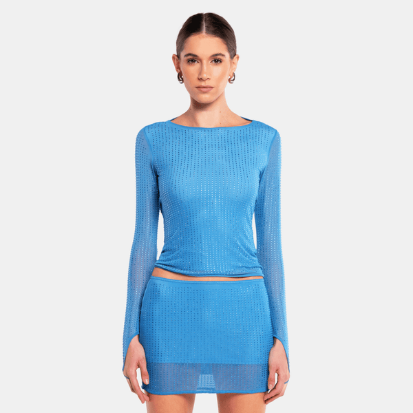 Ow Collection MESHA Rhinestone Blouse