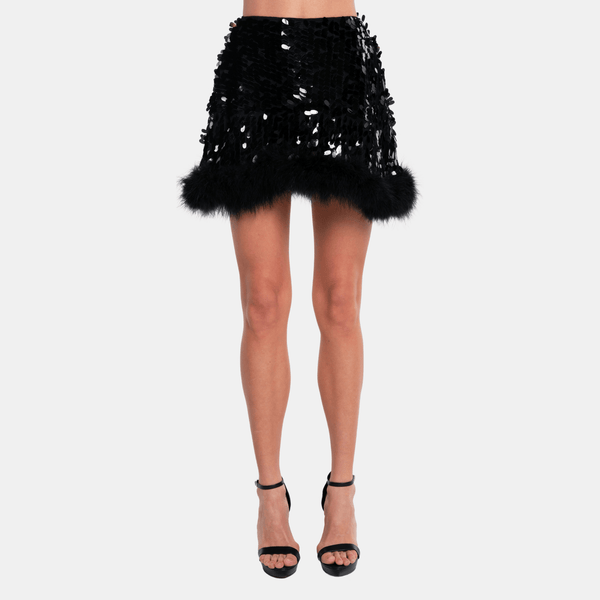 ow collection VIRGO Sequin Feather Skirt