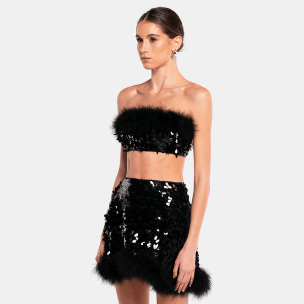 Ow Collection VIRGO Sequin Feather Top