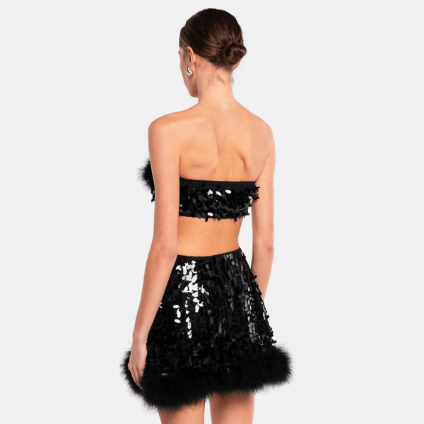 Ow Collection VIRGO Sequin Feather Top