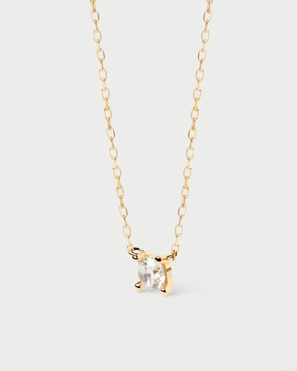 p d paola Diamonds and Gold Solitaire Mini Necklace
