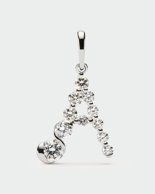 p d paola Diamonds and white gold A initial pendant