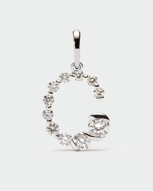 p d paola Diamonds and white gold C initial pendant