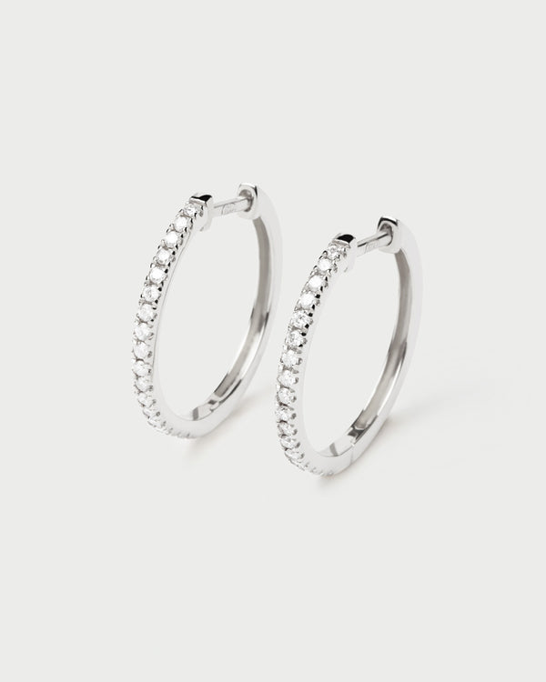 p d paola Diamonds and White Gold Eternity Medium Hoops